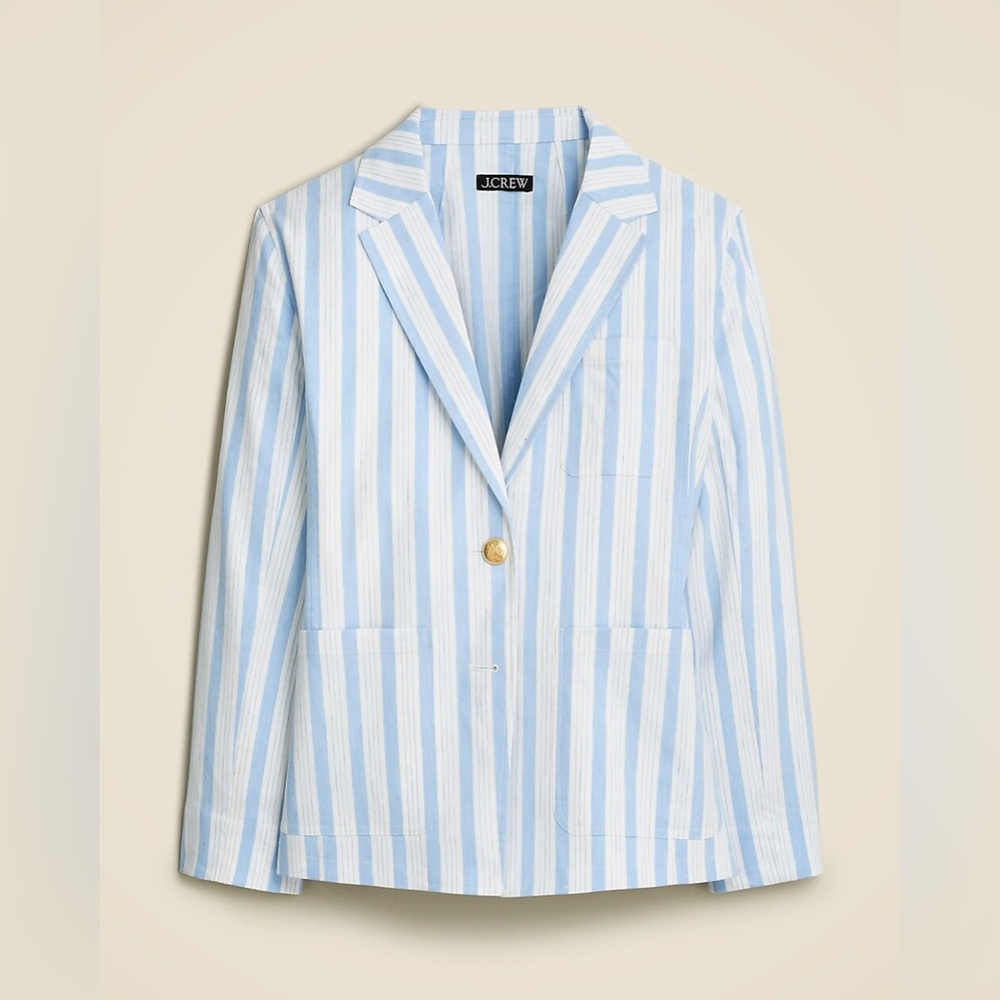 ✨NWT✨J. Crew Patch-pocket blazer in striped linen blend